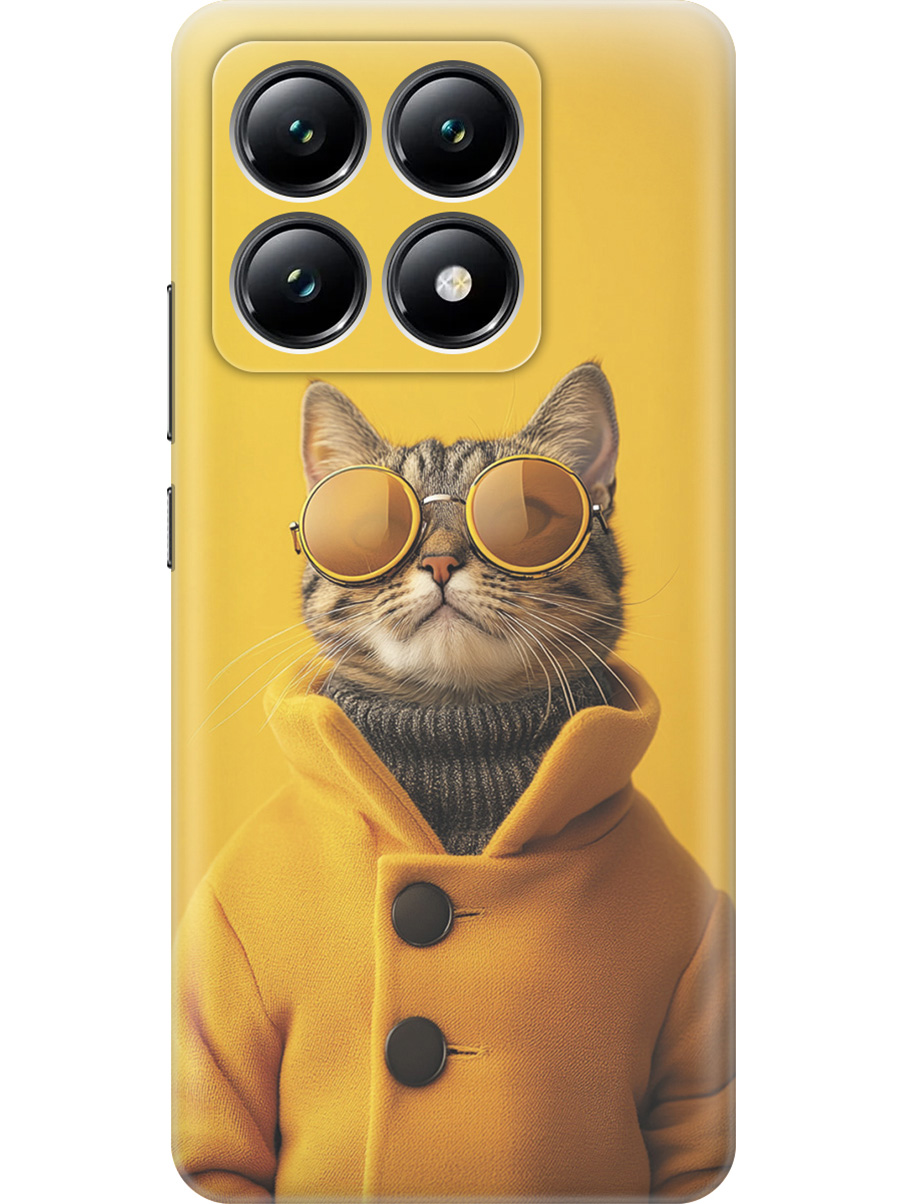 

Силиконовый чехол на Xiaomi 14T с принтом "Котик в желтых очках", Прозрачный;желтый;черный, 785978412