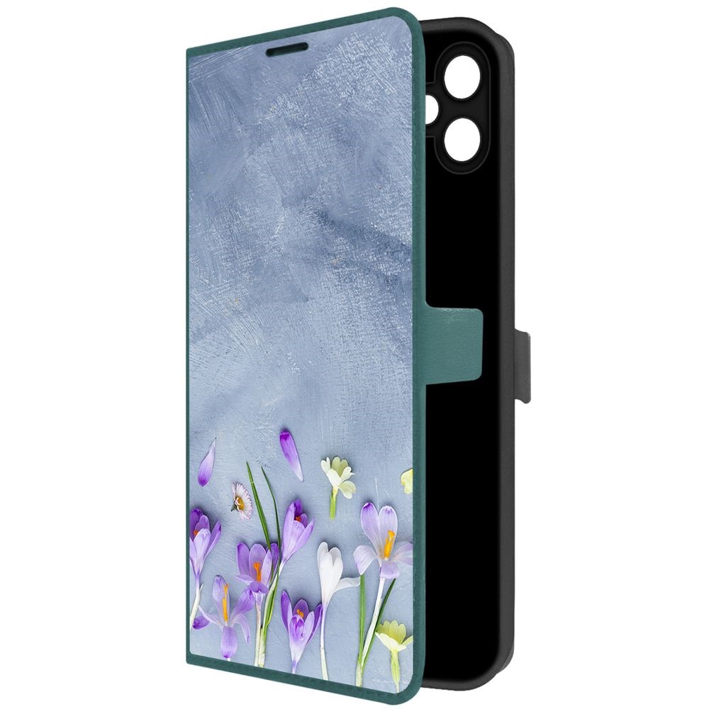 

Чехол-книжка Krutoff Eco Book для Samsung Galaxy A05 Цветочное настроение (зелёный опал), Зеленый