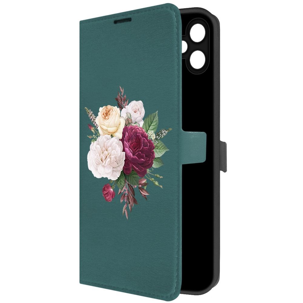 

Чехол-книжка Krutoff Eco Book для Samsung Galaxy A05 Цветочная композиция (зелёный опал), Зеленый
