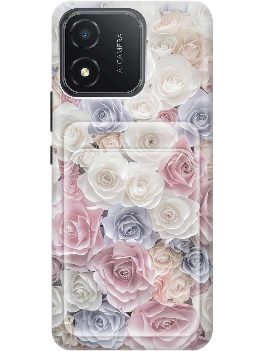 

Силиконовый чехол на Honor X5 с рисунком "Пастельные розы", Белый;розовый;серый, 20012029