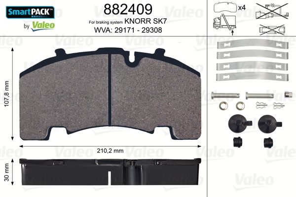 

Тормозные колодки Valeo дисковые 882409