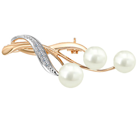 

Брошь женская De Fleur 36130A1 из красного золота, культивированный жемчуг/фианит, 36130A1