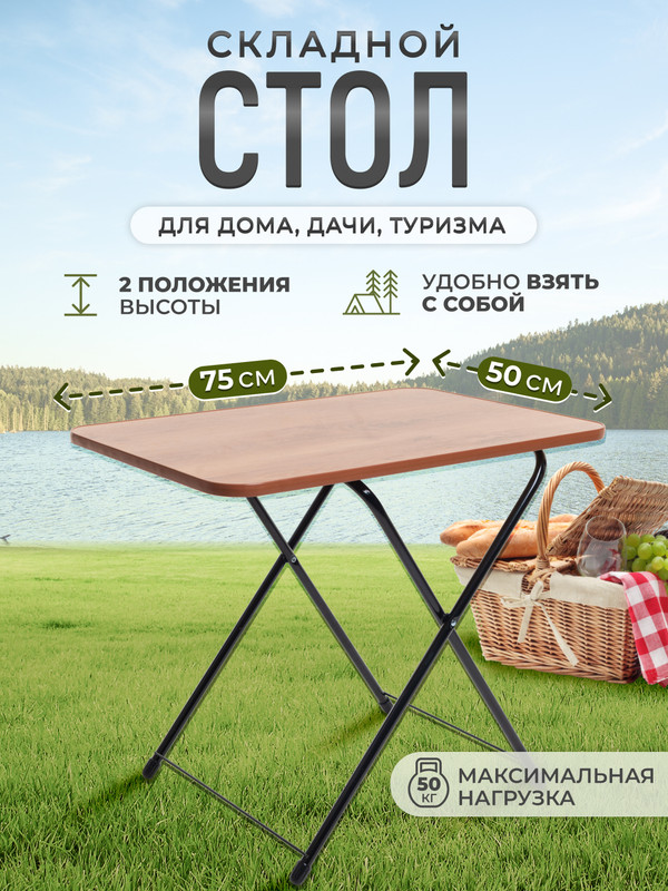 Стол складной InHome INCT1 для дачи и сада, отдыха, туризма, 750х500х620/500мм