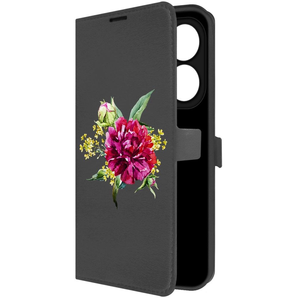 

Чехол-книжка Krutoff Eco Book для INFINIX Smart 8 Plus Цветочная акварель (черный)