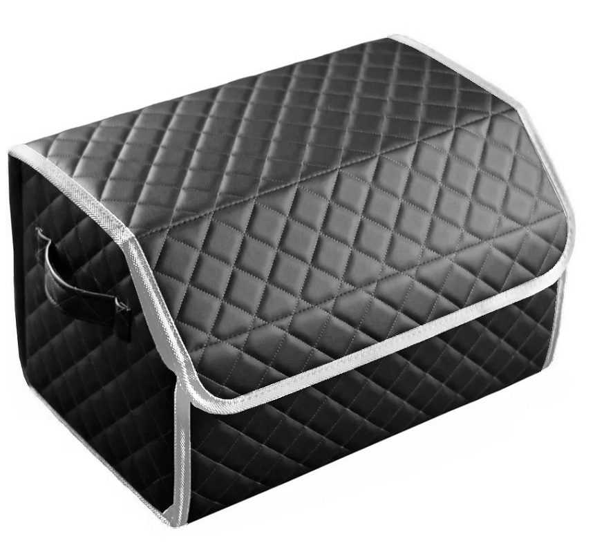 

Сумка органайзер в багажник черная с серой нитью ViceCar (белый кант) с лого HYUNDAI, Черный;белый, VC032