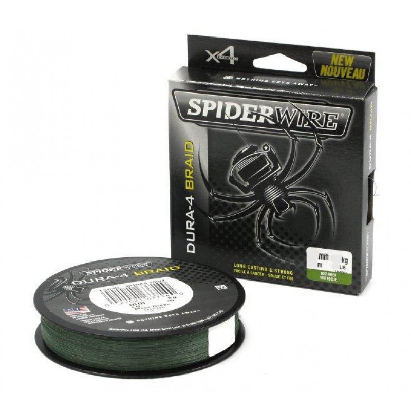 Шнур плетеный SPIDERWIRE Х4 Dura Braid 300м темнозеленый 0,10мм 9,1кг 20lb