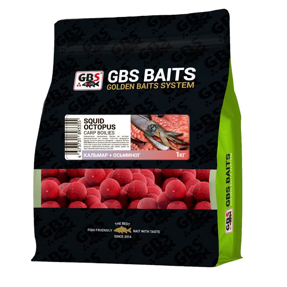 

Бойлы прикормочные GBS BaITS 20 мм 1 кг Кальмар-Осьминог Красный, прикормочные 20 мм