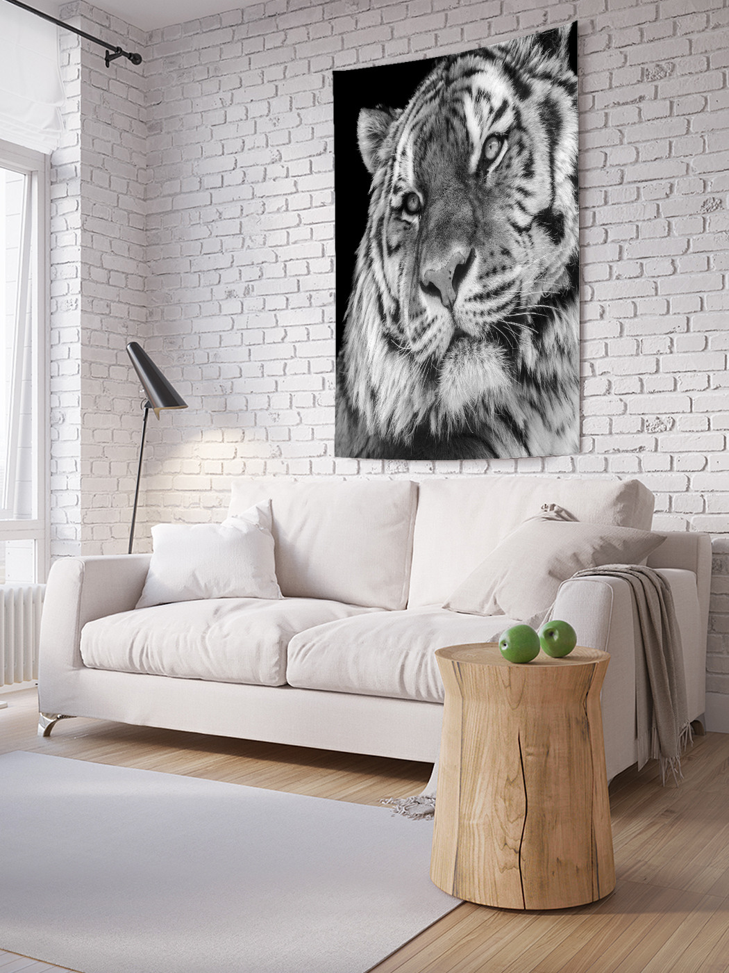 

Вертикальное фотопанно на стену JoyArty Тигр монохром 100x150 см, Тигр монохром