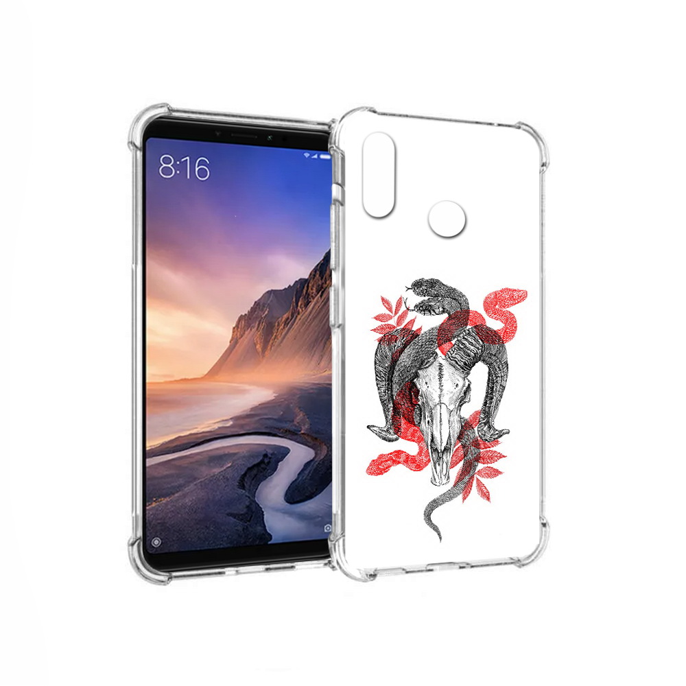 

Чехол MyPads Tocco для Xiaomi Mi Max 3 змея в черепе рисунок (PT115366.313.365), Прозрачный, Tocco