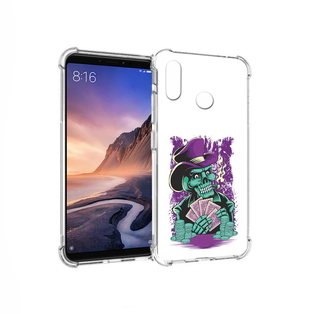 

Чехол MyPads Tocco для Xiaomi Mi Max 3 зеленый череп с картами (PT115366.313.361), Прозрачный, Tocco