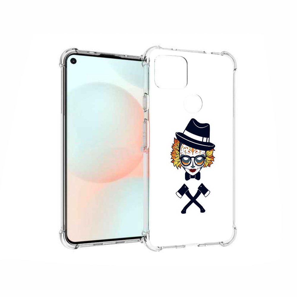 

Чехол MyPads Tocco для Google Pixel 5A девушка в маске с топорами рисунок, Прозрачный, Tocco