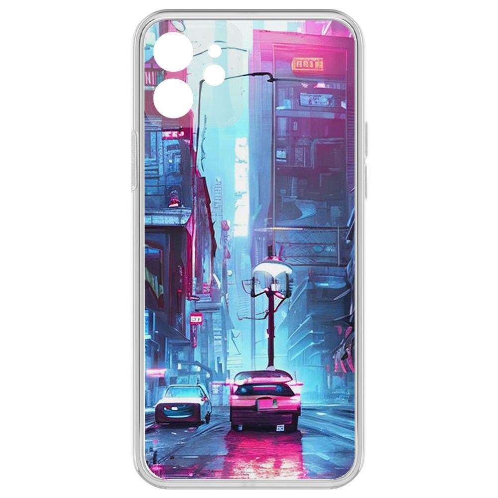 

Чехол-накладка Krutoff Clear Case Киберпанк Улица для iPhone 12 с защитой камеры, Прозрачный