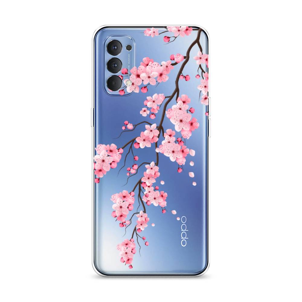 фото Силиконовый чехол "розовая сакура" на oppo reno 4 4g awog