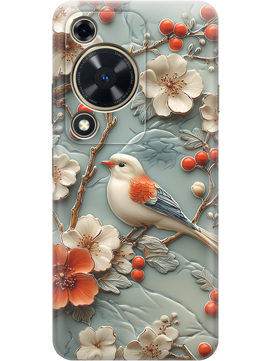 

Силиконовый чехол на Huawei nova Y72 с принтом "Птичка и рябина", Прозрачный;белый;красный, 785977823