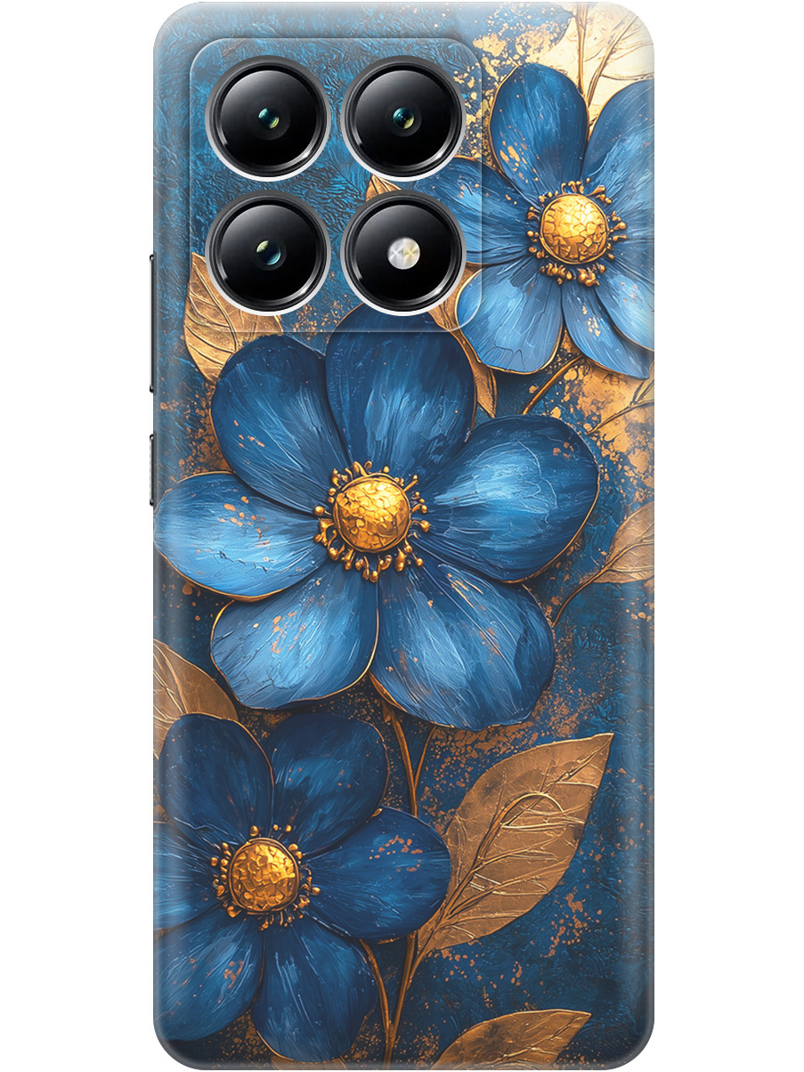 

Силиконовый чехол на Xiaomi 14T с принтом "Синие цветы, золотые листья", Прозрачный;золотистый;синий, 785978423