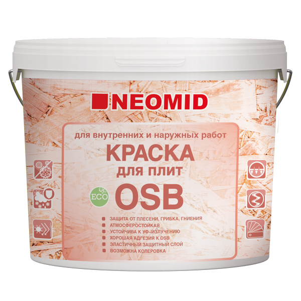 фото Краска для osb-плит и sip панелей, для наружных и внутренних работ neomid