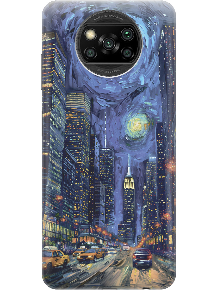 

Силиконовый чехол на Poco X3/X3 Pro с принтом "Ночной проспект", Прозрачный;синий;черный, 723602710