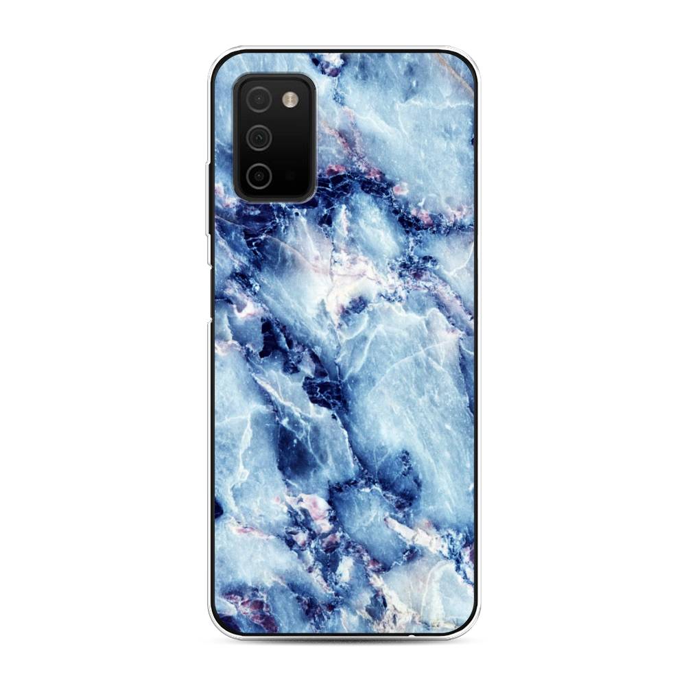 

Чехол на Samsung Galaxy A03s "Мрамор с синими прожилками", Синий, 2103250-3