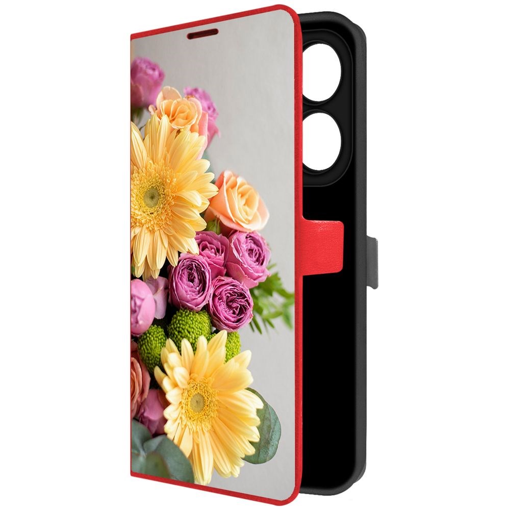Чехол-книжка Krutoff Eco Book для INFINIX Smart 8 Plus Букет (красный)