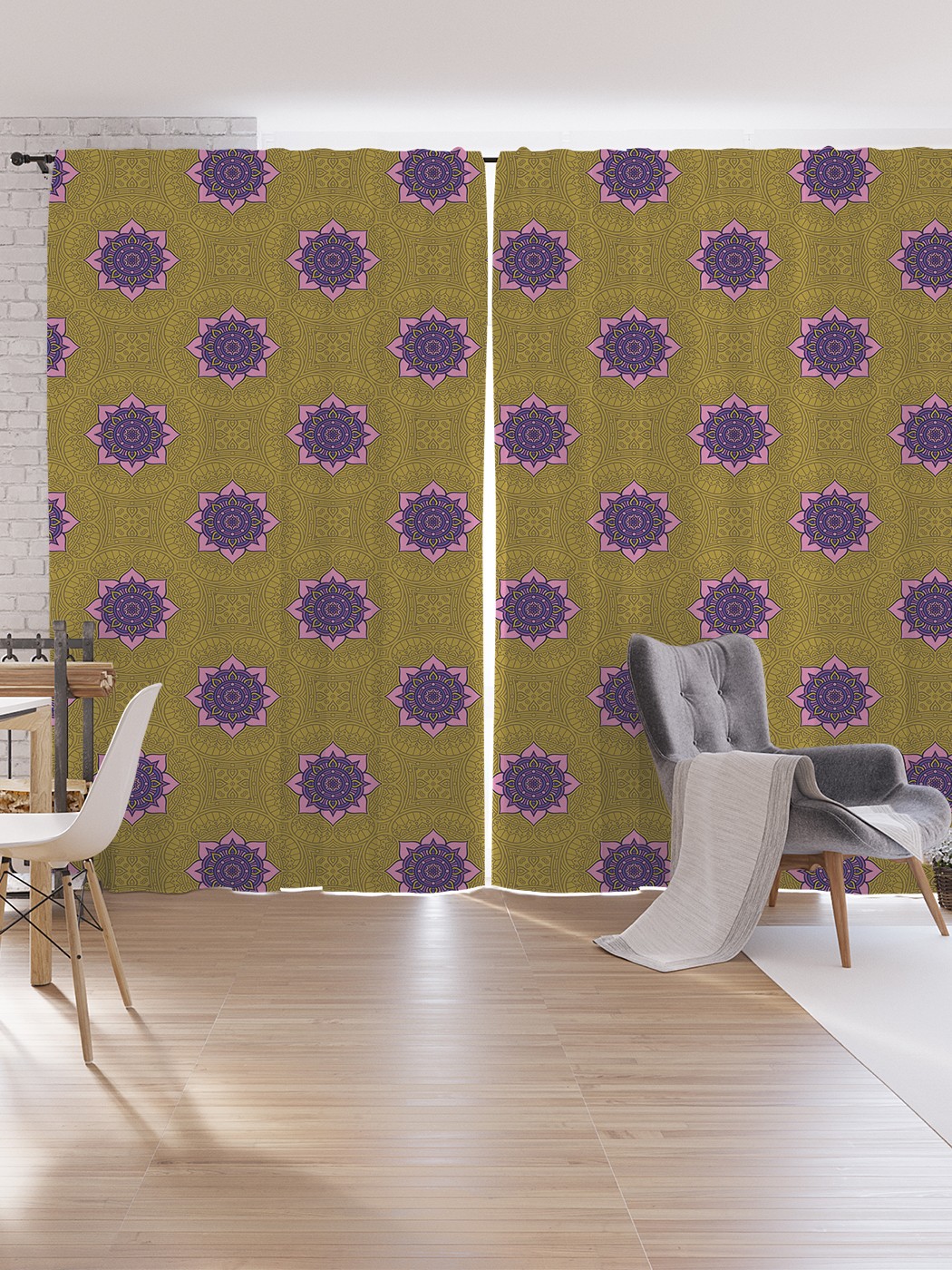 

Шторы под лён JoyArty "Полотно цветочной мандалы", серия Oxford DeLux, 340х265 см, Полотно цветочной мандалы