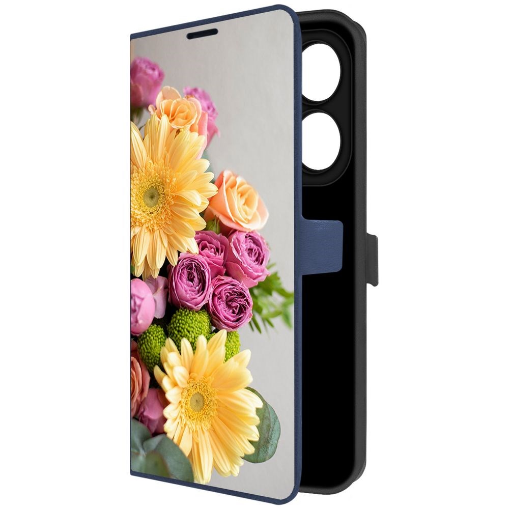 

Чехол-книжка Krutoff Eco Book для INFINIX Smart 8 Plus Букет (синий)