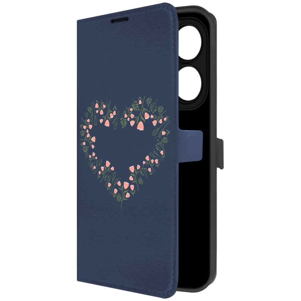 

Чехол-книжка Krutoff Eco Book для INFINIX Smart 8 Plus Цветочное сердце (синий)