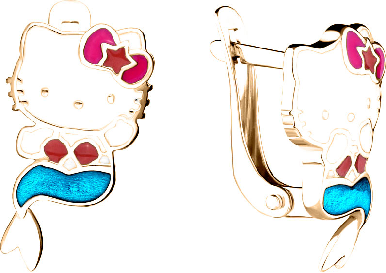 Серьги детские Aquamarine 33479-S-g-a из серебра, эмаль