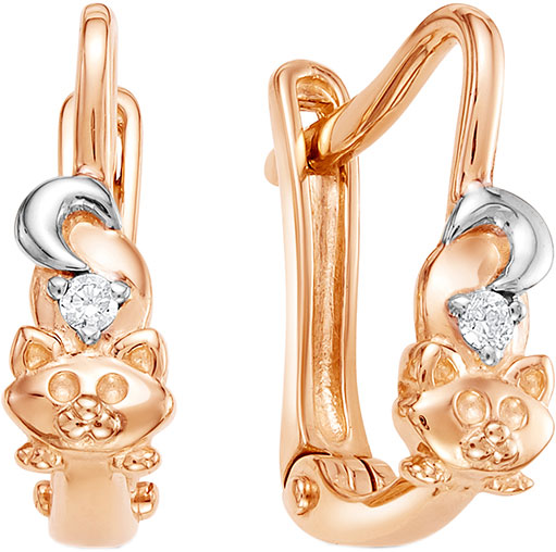 

Серьги детские Vesna jewelry 2620-151-00-00 из красного золота, бриллиант, 2620-151-00-00