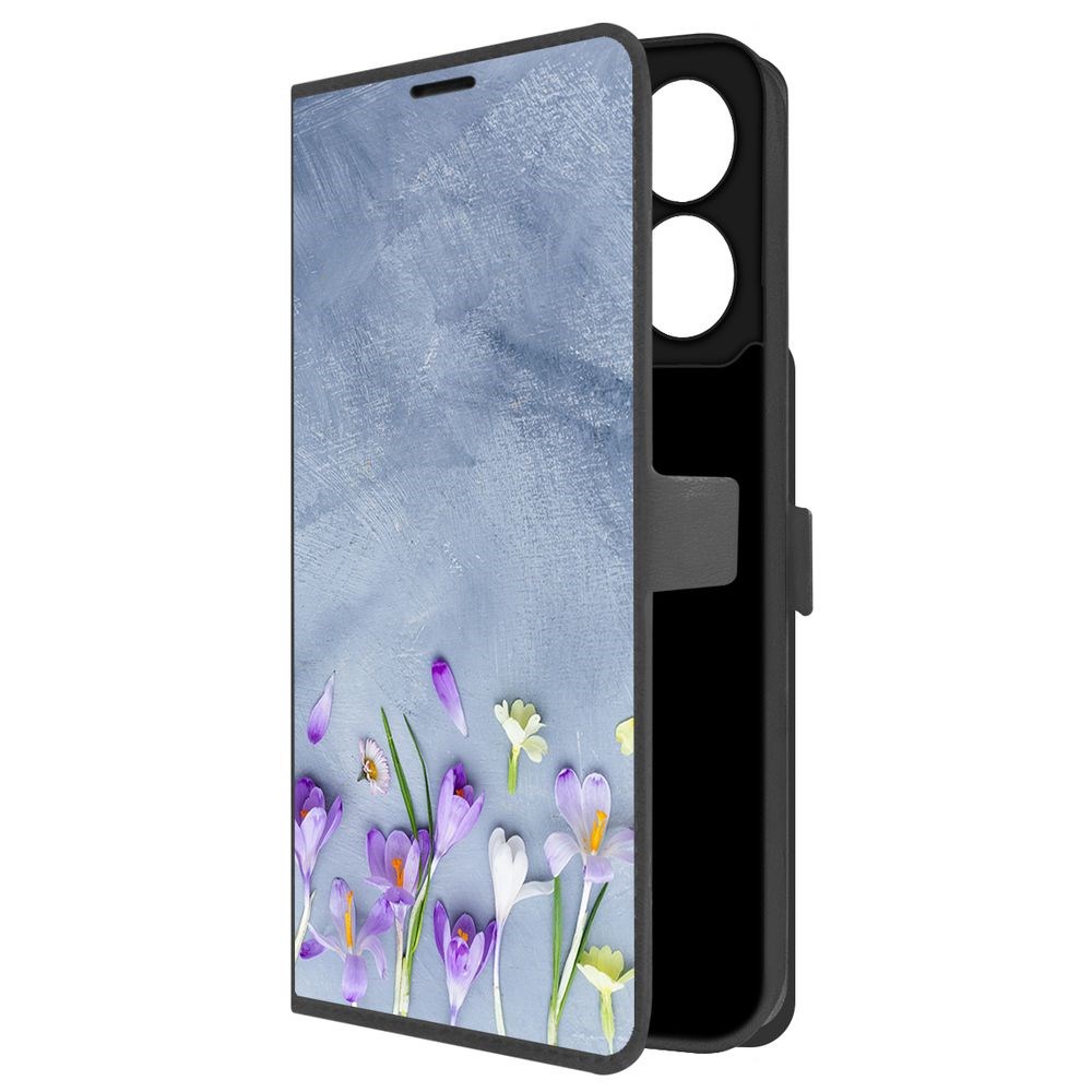 

Чехол-книжка Krutoff Eco Book для Xiaomi Poco C65 Цветочное настроение (черный)