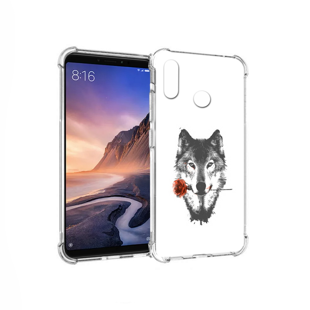 

Чехол MyPads Tocco для Xiaomi Mi Max 3 волк с розой (PT115366.313.270), Прозрачный, Tocco