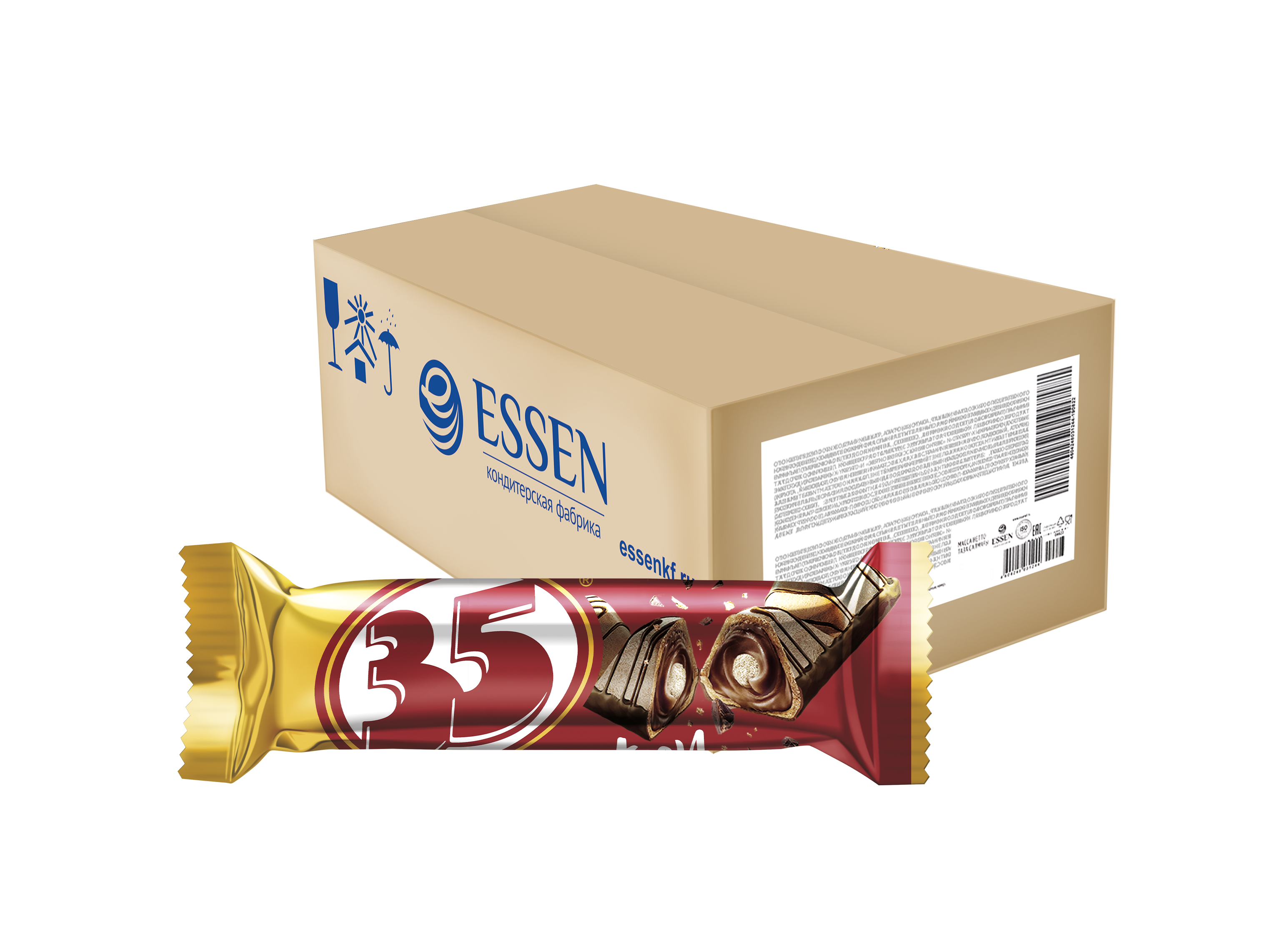 Конфеты Essen 35 вафельные глазированные со вкусом шоколада 15 кг 796₽