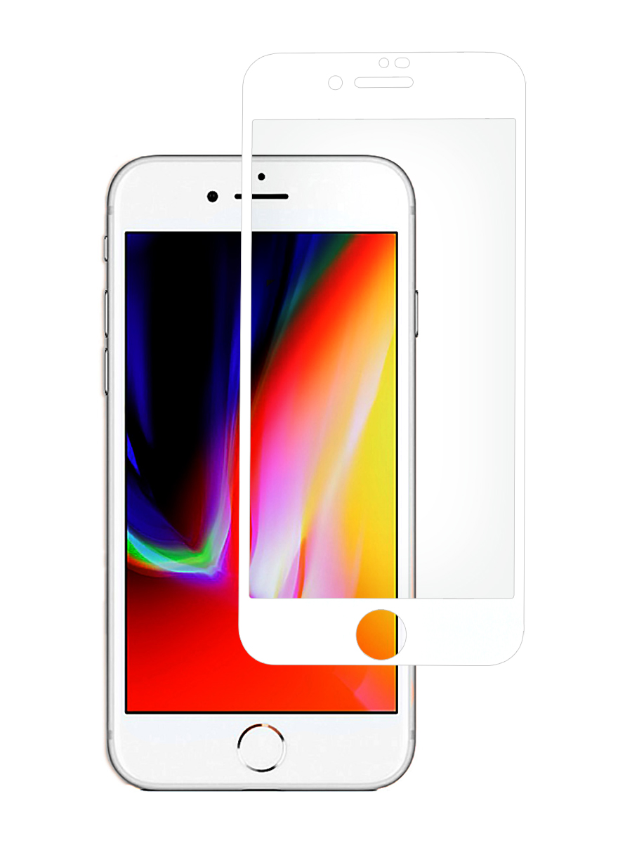 фото Защитное стекло 5d для apple iphone 7, 8 белый, с рамкой mobileocean