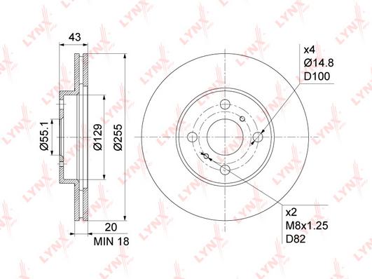 

Диск тормозной передний Toyota Echo/MR 2 III/Yaris Verso 99>08 Lynx BN1156