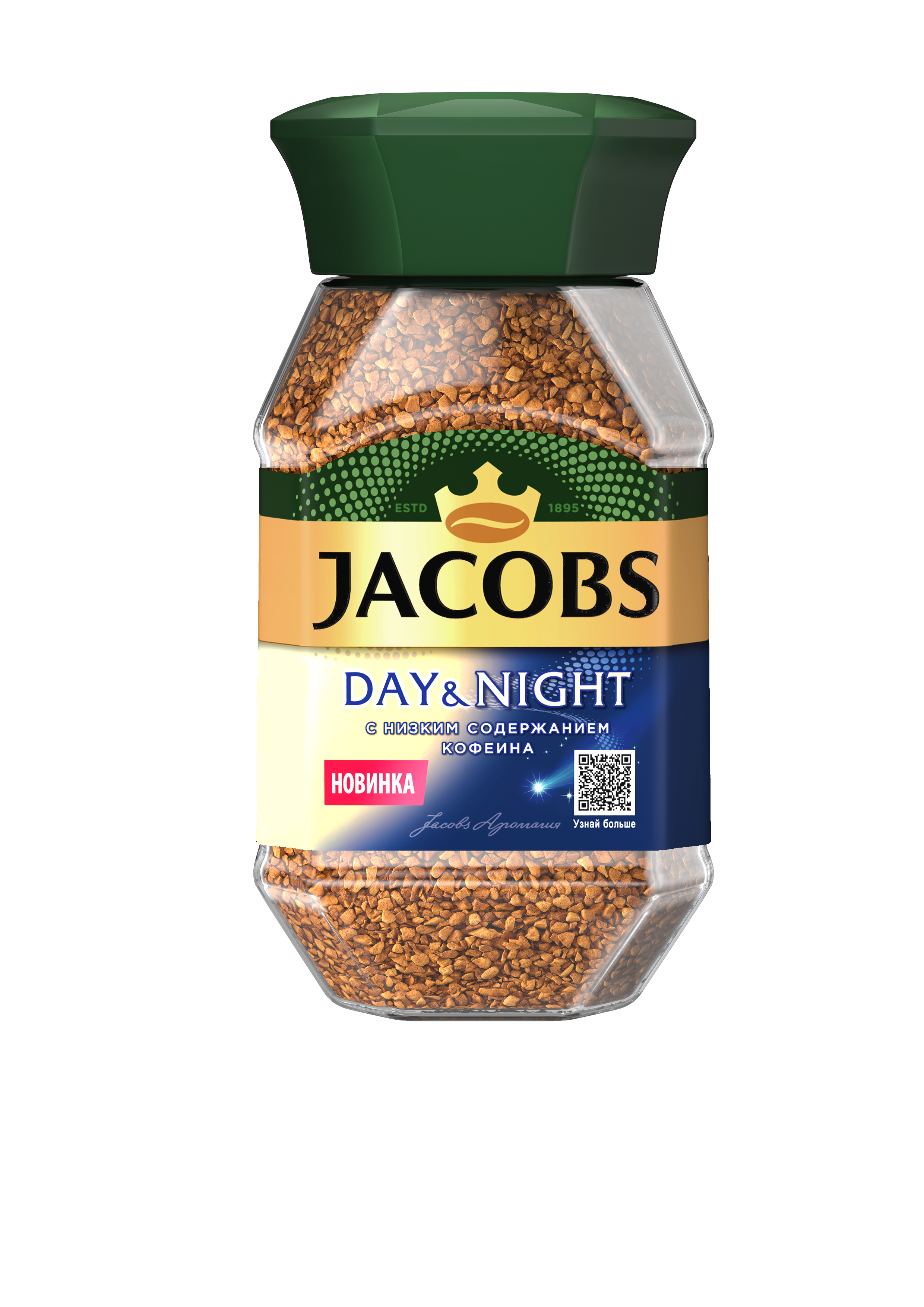 

Кофе растворимый Jacobs Day&Night декофеинизированный, 95 г, Day&Night