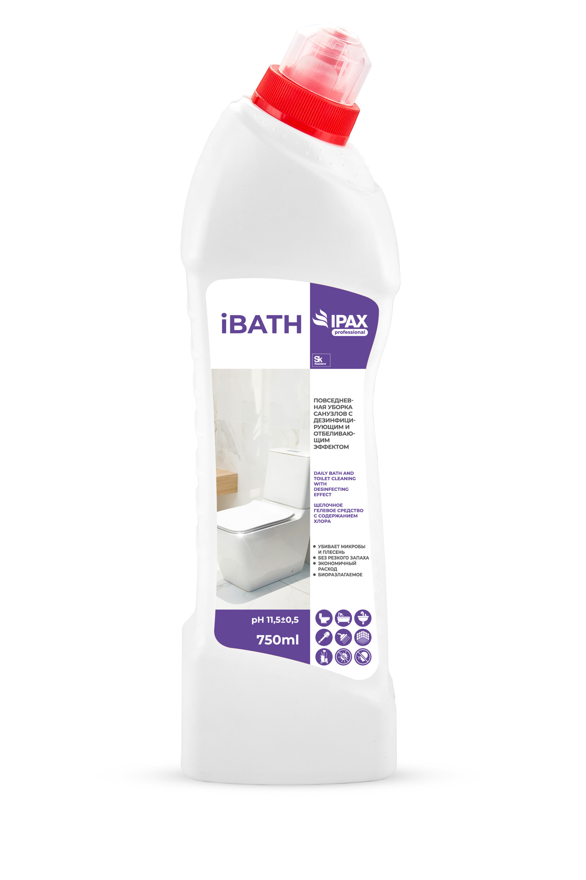 

IPAX средство для дезинфекции туалета и ванной комнаты iBath Gel 750 мл iB-0,75D-2402, iBath