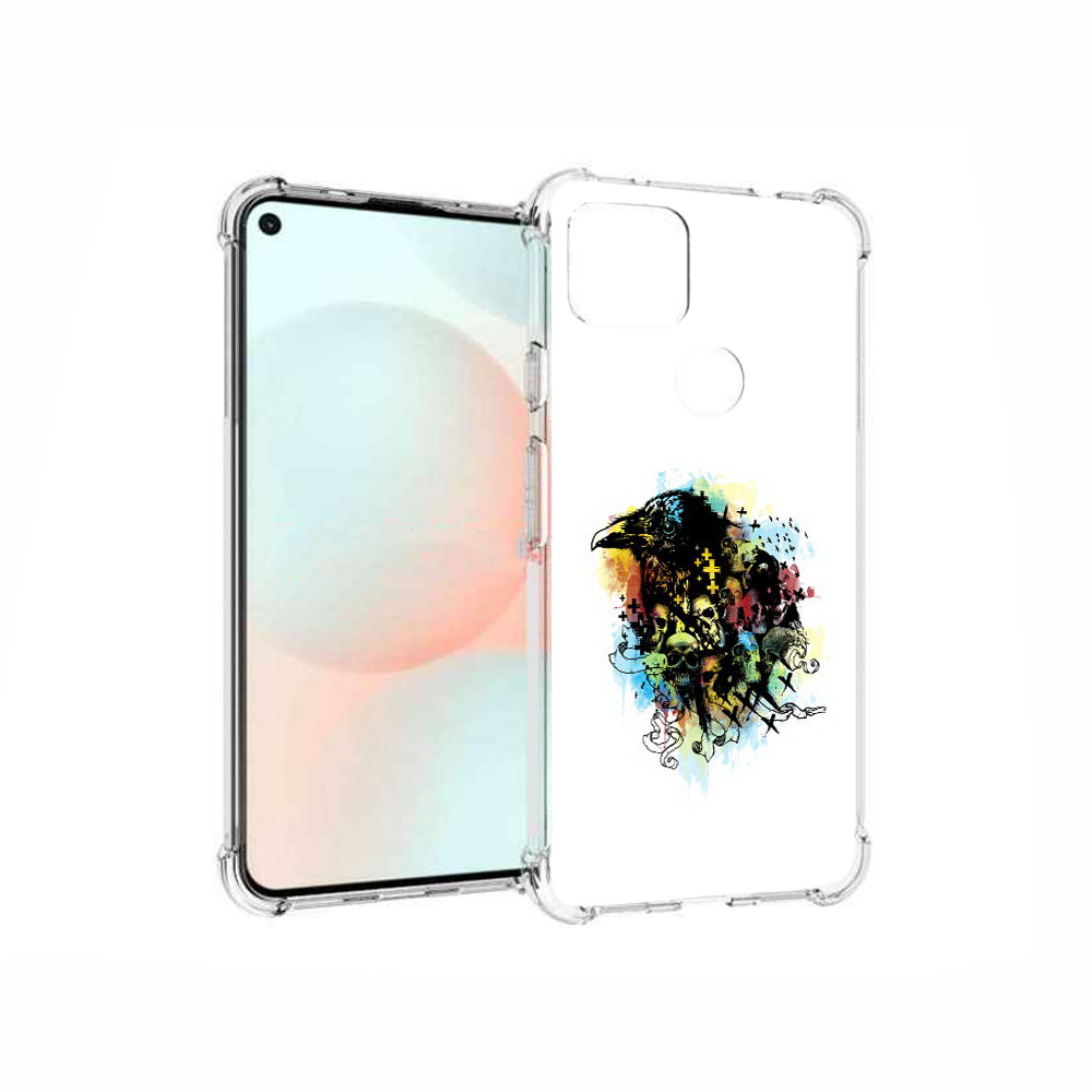 

Чехол MyPads Tocco для Google Pixel 5A ворон и черепа, Прозрачный, Tocco