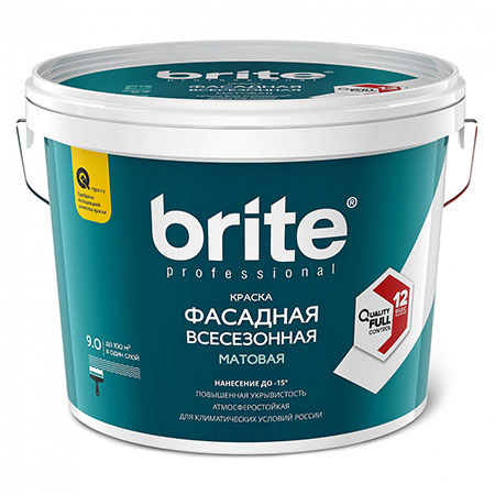 фото Краска фасадная всесезонная матовая brite professional