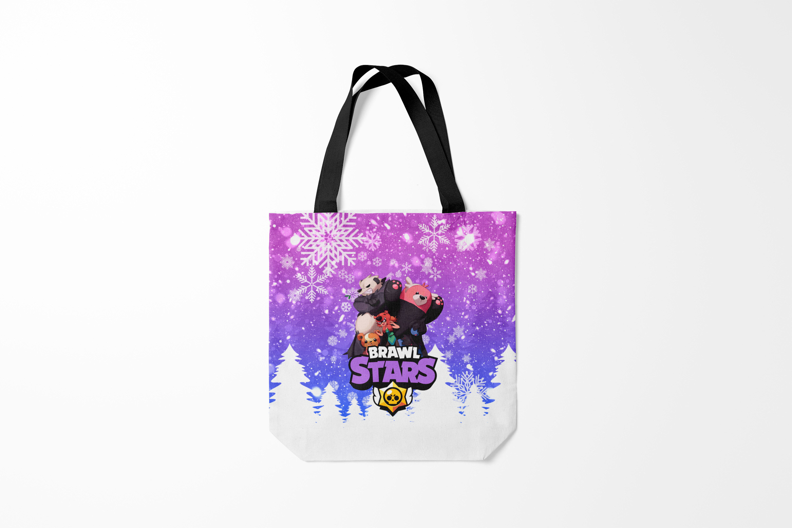 

Сумка шoппер унисекс Burnettie Brawl Stars Новогодний Bibi, фиолетовый; белый, Brawl Stars Новогодний Bibi