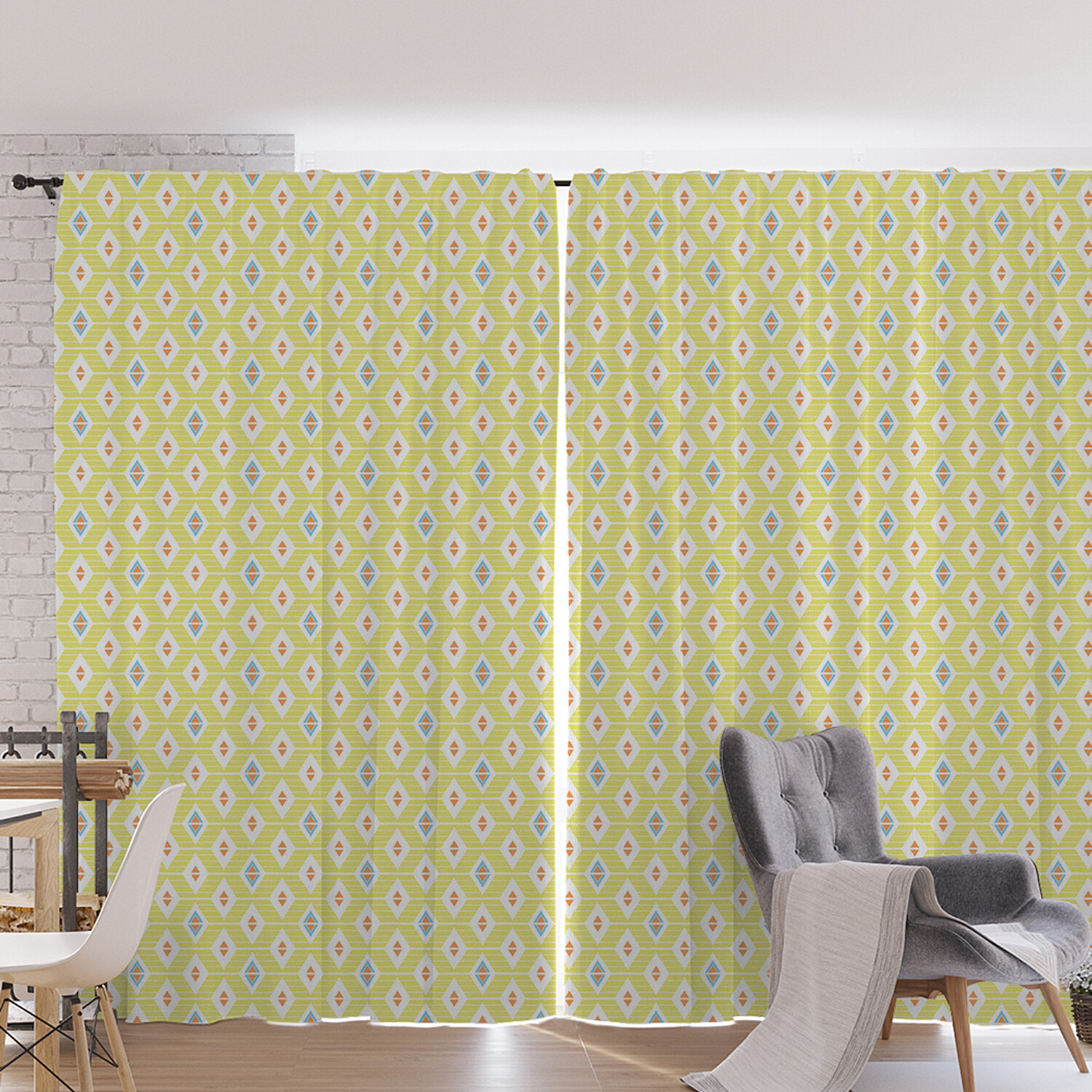 

Шторы под лён JoyArty "Ромбы на линии", серия Oxford DeLux, 340х265 см, Ромбы на линии