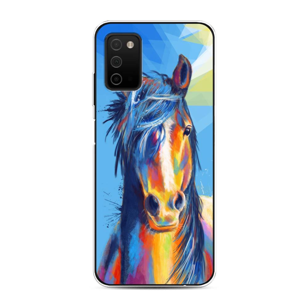 

Чехол на Samsung Galaxy A03s "Лошадь арт 3", Голубой;желтый;синий, 2103250-1