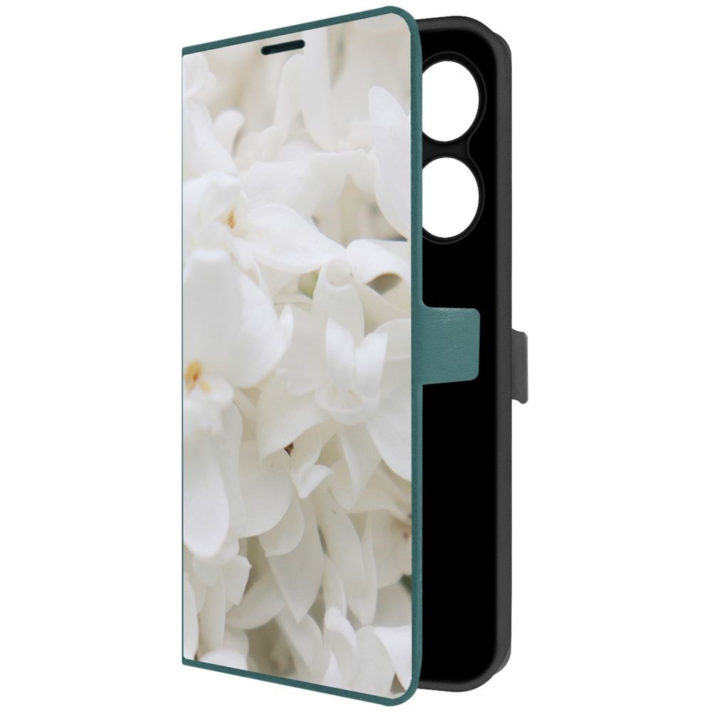 

Чехол-книжка Krutoff Eco Book для INFINIX Hot 40 Pro Белые лилии (зелёный опал), Зеленый