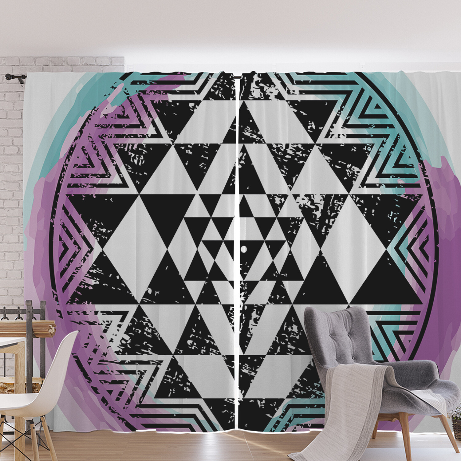 

Шторы и тюль pox_77213_170x265 Геометрическая мандала гранж JoyArty, Геометрическая мандала гранж