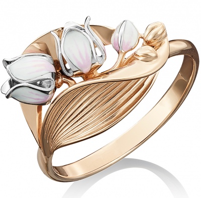 

Кольцо из комбинированного золота р.  PLATINA jewelry 01-5021-00-000-1111-59, эмаль, 01-5021-00-000-1111-59