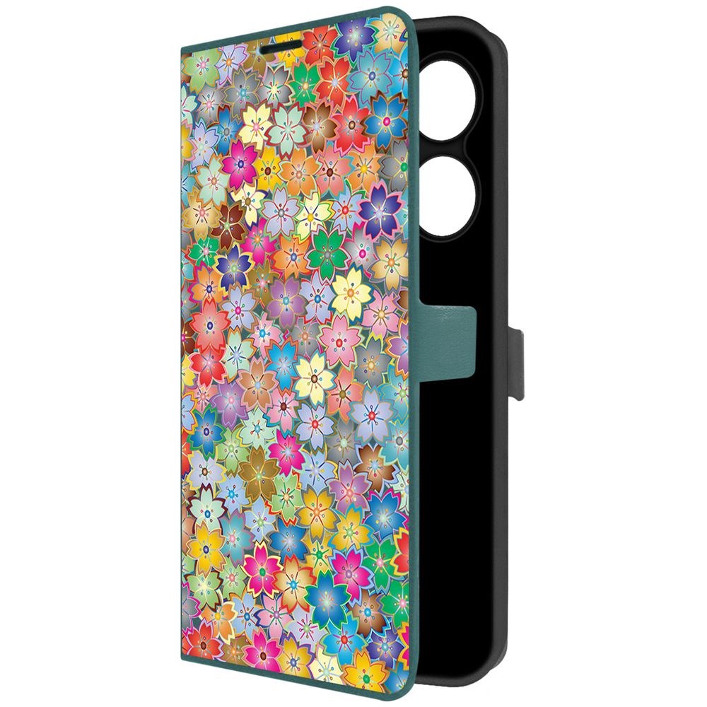 

Чехол-книжка Krutoff Eco Book для INFINIX Hot 40 Pro Цветочный паттерн 4 (зелёный опал), Зеленый