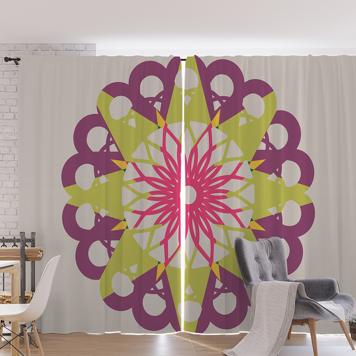 

Шторы и тюль pox_77201_170x265 Цветная мандала солнца JoyArty, Цветная мандала солнца