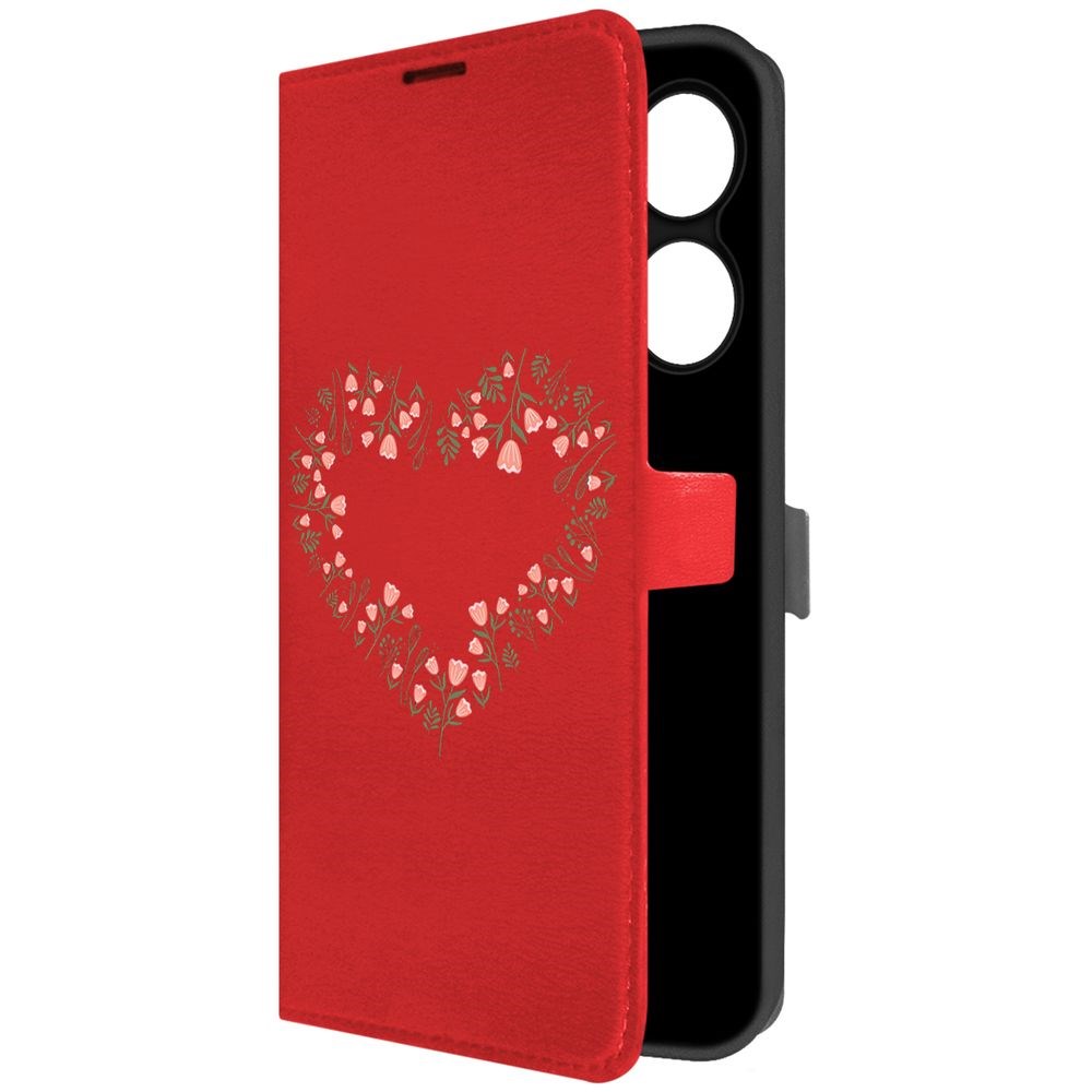 

Чехол-книжка Krutoff Eco Book для INFINIX Hot 40 Pro Цветочное сердце (красный)
