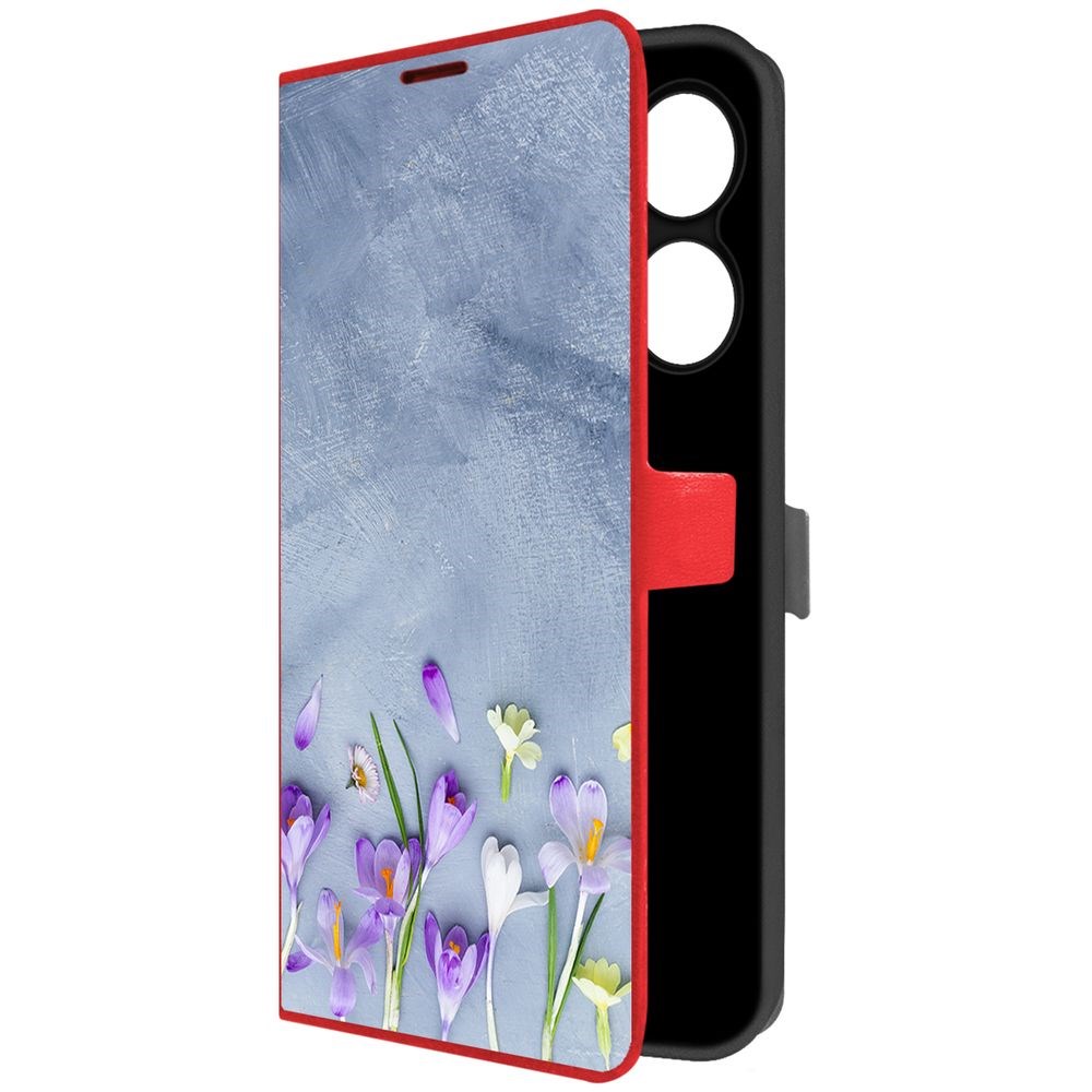 

Чехол-книжка Krutoff Eco Book для INFINIX Hot 40 Pro Цветочное настроение (красный)