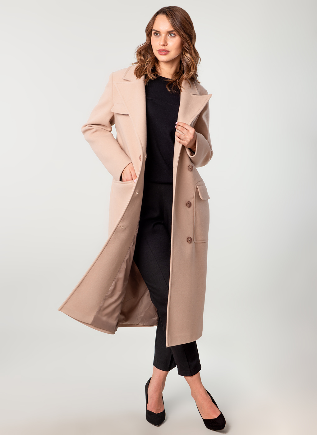 Пальто женское Crosario 56381 коричневое 46 RU