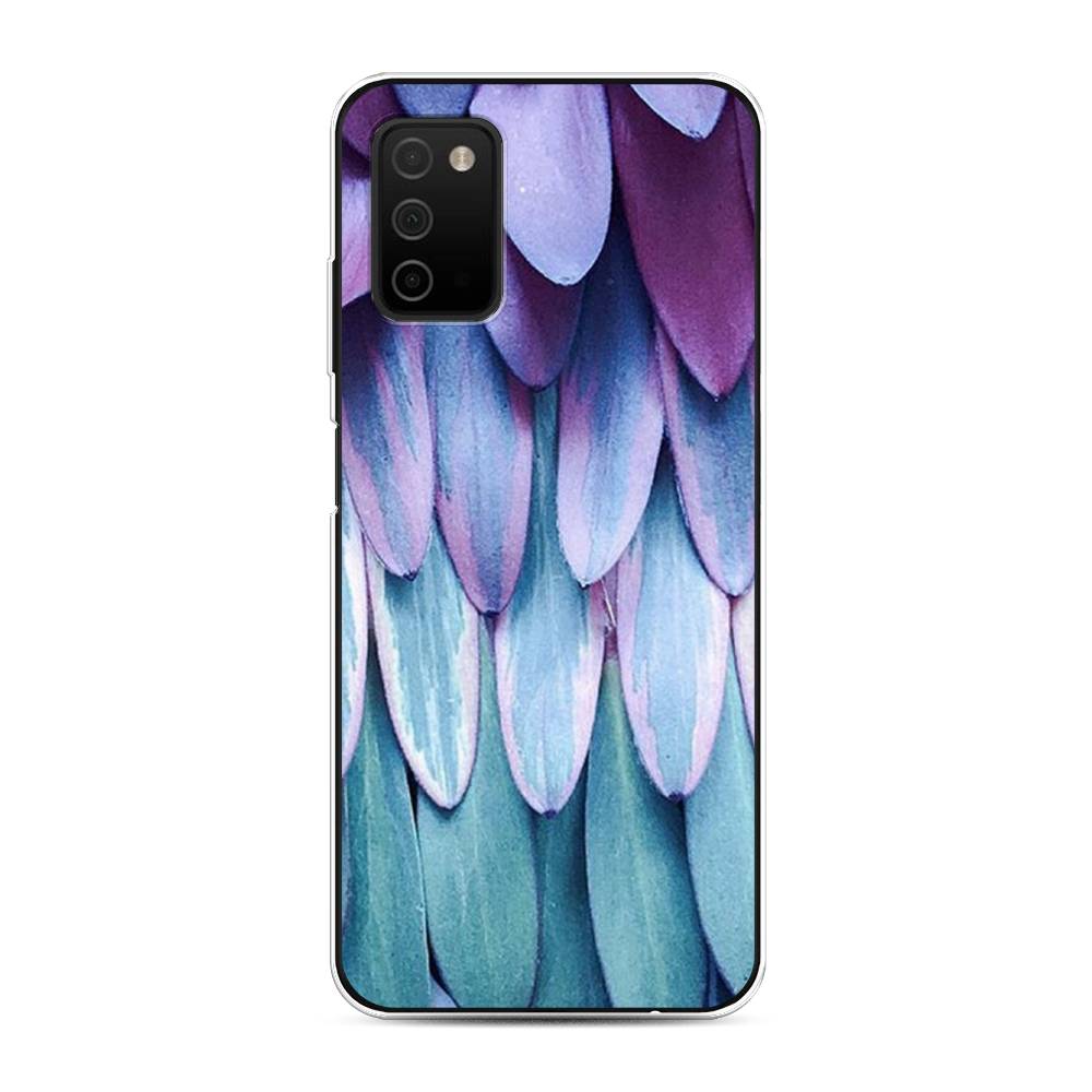 

Чехол на Samsung Galaxy A03s "Синее перо", Фиолетовый;голубой, 2103250-3