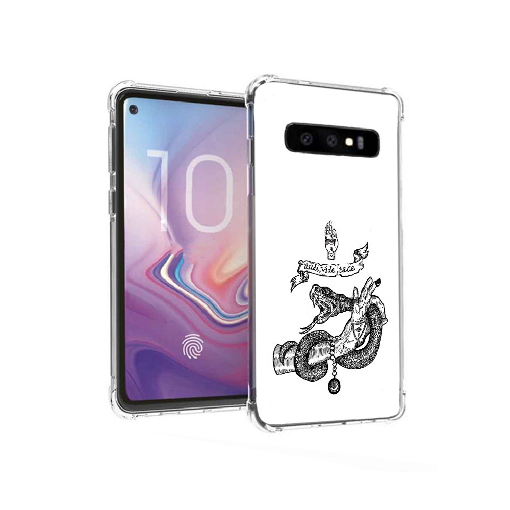 

Чехол MyPads Tocco для Samsung Galaxy S10 змея на руке рисунок (PT125897.498.366), Прозрачный, Tocco